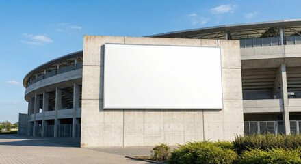 Billboard on arena wall on sunny day