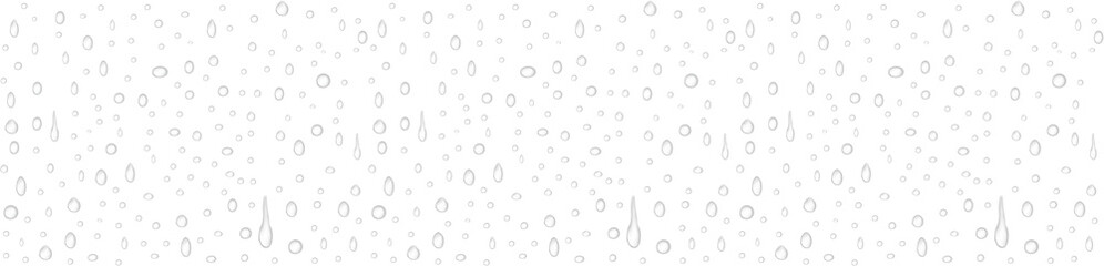 Realistic transparent water droplets Water rain or shower drops seamless border isolated on...