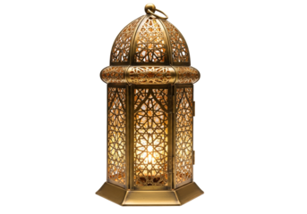ornate gold arabesque lantern with warm glow
