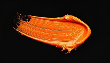 Textured Orange Paint Smear with Dynamic Brushstroke on Black Background