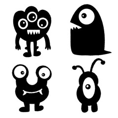 set of funny monsters