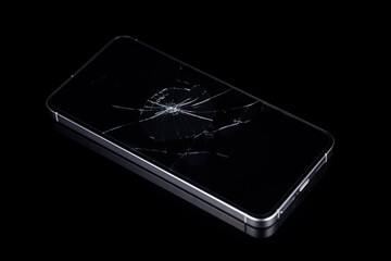 Broken Screen Smartphone on black background