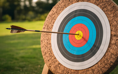 Arrow Hitting Bullseye Target Center