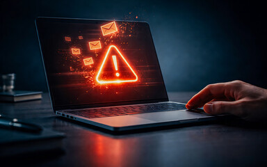 Cyber Alert Warning On Laptop Screen