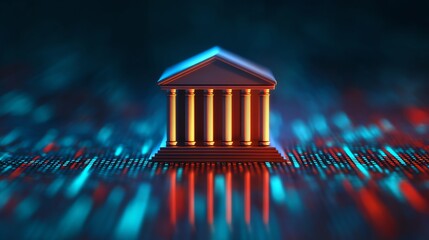 Banking services futuristic fintech hub illustration