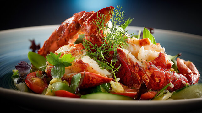 Luxury sea-to-table seafood hero shot for fine dining