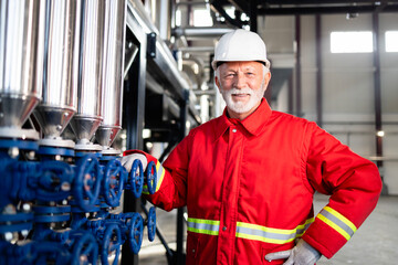 Senior engineer working in oil refinery plant