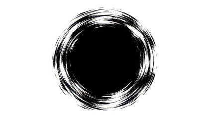 A black circular brush stroke on a white background