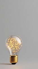 Illuminating creativity light bulb concept with sparkling lights home office photography minimalist design close-up view