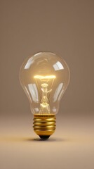 Illuminating action of a light bulb studio setting product photography minimalist environment close-up view energy concept