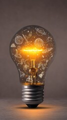 Illuminating ideas creative light bulb concept with cosmic designs studio setting modern art inspirational viewpoint