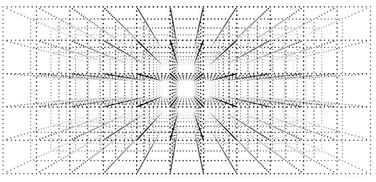 Abstract technology background with binary code digital tunnel. Concept of big data, artificial intelligence, cyberspace, and digital transformation vector background with perspective and copy space.