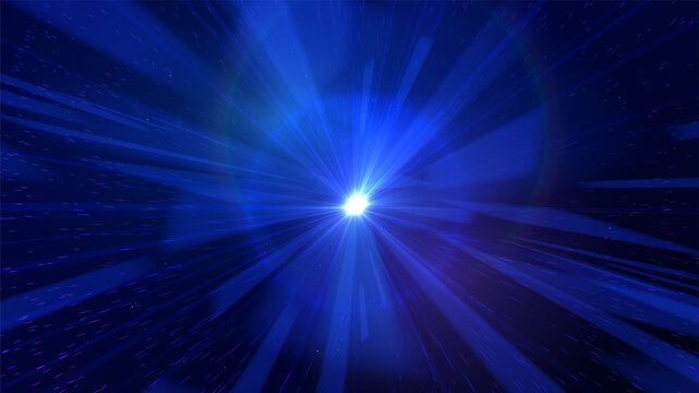 Futuristic blue digital light rays converging into a bright core, representing data transmission, high speed technology, energy flow, virtual space, artificial intelligence digital vector background