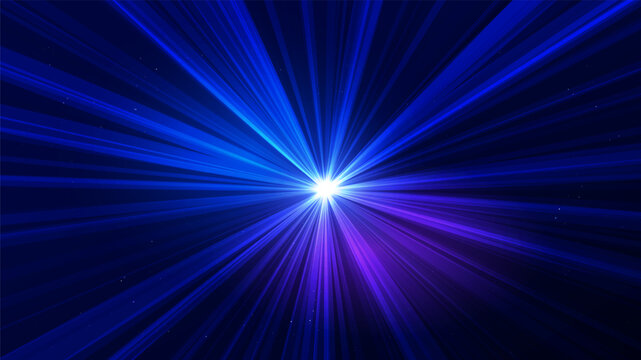 Futuristic blue digital light rays converging into a bright core, representing data transmission, high speed technology, energy flow, virtual space, artificial intelligence digital vector background