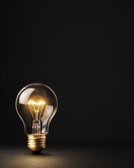 Illuminating ideas vintage light bulb dark background studio photography minimalist environment close-up view light and innovation