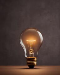 Illuminating ideas light bulb on table studio setting photography minimalist design perspective