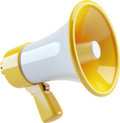 Isolated 3D Yellow Megaphone Icon on Transparent Background