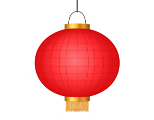 Red lantern with Spring calligraphy, isolated on white background