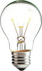 Isolated Glowing Glass Light Bulb Idea Concept on Transparent Background