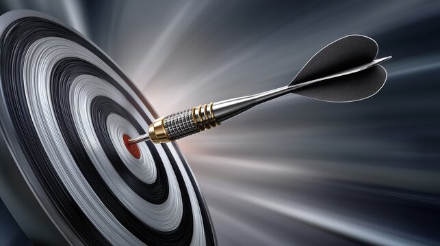 Focused accuracy and performance concept with precise target hit symbolizing control discipline and measurable success