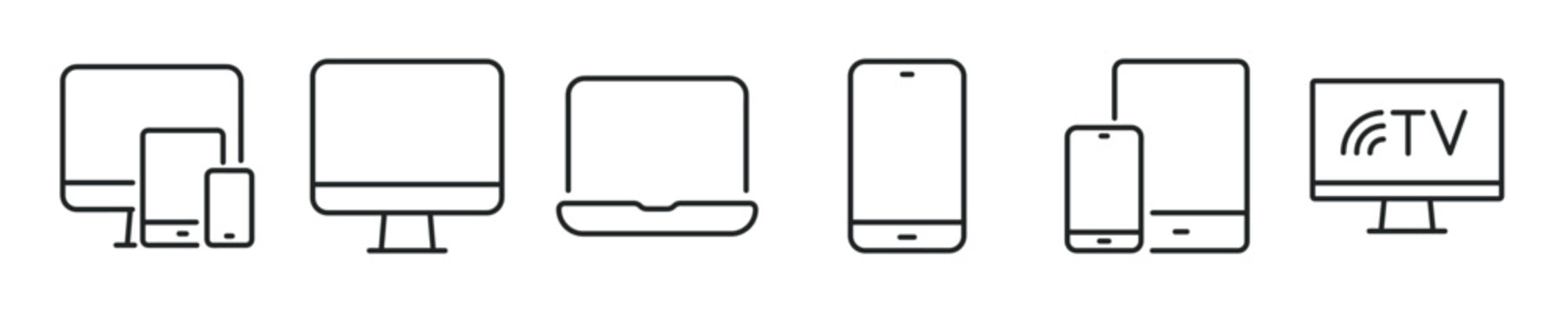 Setup thin line icon set. Web minimal editable stroke icons