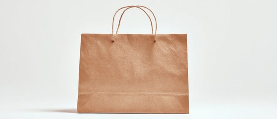 The Brown Paper Bag on White Background with Twisted Handles and Copy Space