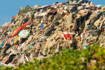 Pollution concept. Garbage pile in trash dump or landfill.