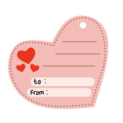 Heart shaped gift tag with multiple hearts and writing space for romantic gifts