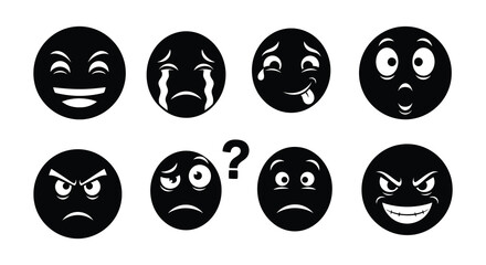 A collection of various emoticon faces expressing different emotions