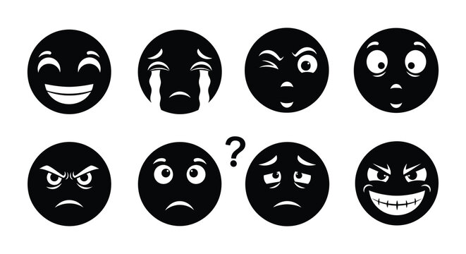 A collection of various emoticon faces expressing different emotions