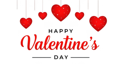 Happy valentine's day hearts isolated on transparent background