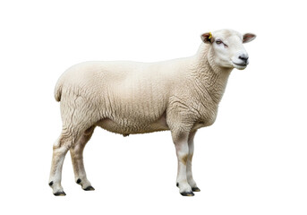 Fototapeta premium white sheep on white background isolated animal portrait stock photo