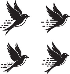 Fototapeta premium Silhouette of bird flying fast motion vector art