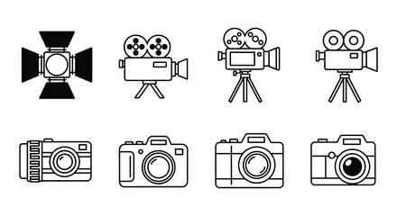 Collection of various camera and photography equipment icons