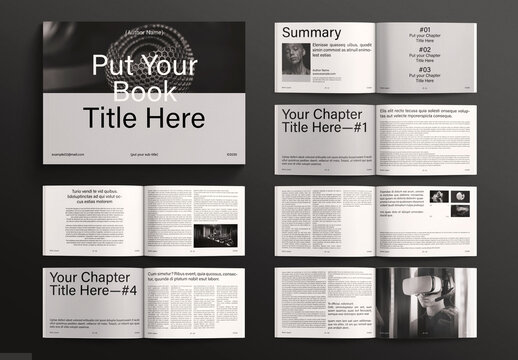 Black and White Book Layout Template Landscape Design