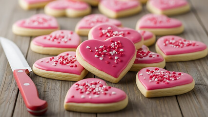 Fototapeta premium Heart-shaped valentine's day cookies