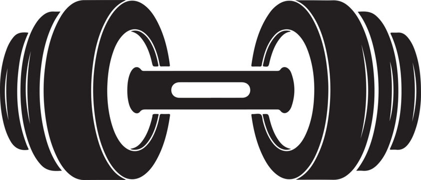 Black and white of a dumbbell weightlifting fitness