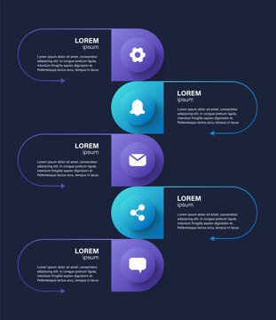 Modern design infographic template with five step processes. Vertical layout for data visualization and presentation slides.