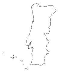 Black Outline Portugal Map Europe Country