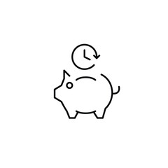 Obraz premium Piggy bank and clock. Timed savings, financial operations. Pixel perfect, editable stroke vector icon
