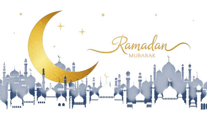Ramadan mubarak greeting card isolated on transparent background