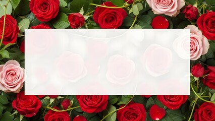 Romantic rose bouquet with green leaves and pink petals