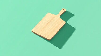 Fototapeta premium Flat design illustration of wooden cutting board on green background for kitchen decor