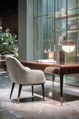 Modern Luxurious Home Office Interior with Elegant Desk Setup
