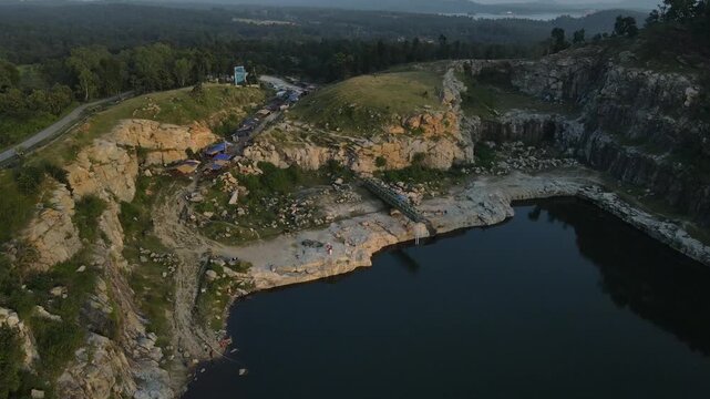  Drone View of  Hills in front of lake 