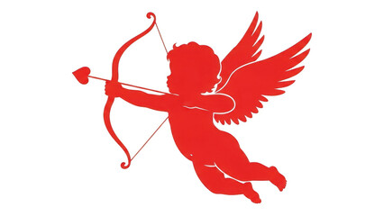 Red cherub shooting arrow isolated on transparent background