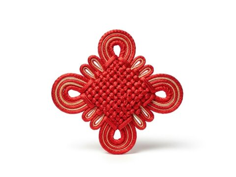 Luner Red chinese knot decoration on white background