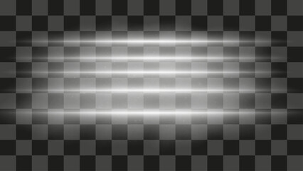 Fototapeta premium Light Streaks Four Horizontal Parallel Lines Glowing Optical Illumination Effect Bright White Transparent Overlay Element