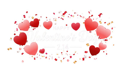 Heart shapes confetti frame isolated on transparent background