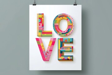 Love is a colorful word that is written in a unique and creative way